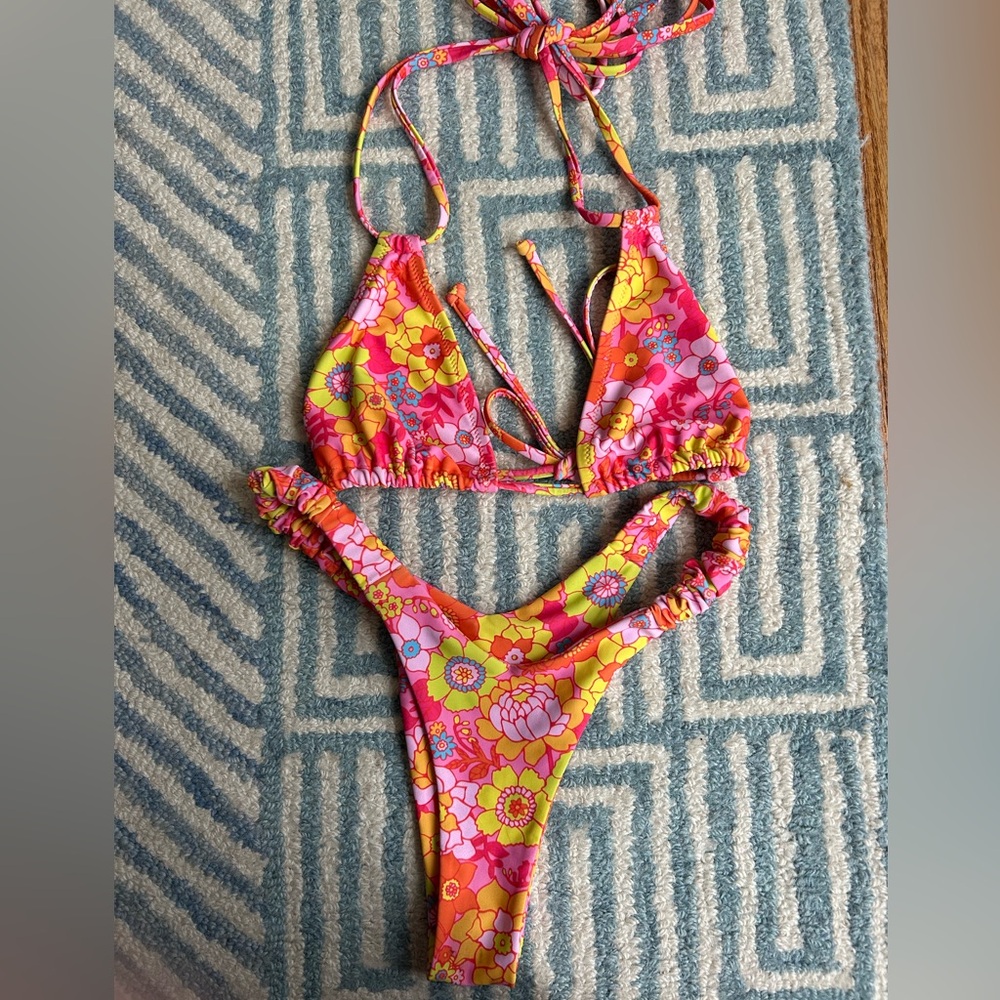Kulani Kinis Pink and Yellow Bikini Set Vibrant Swimwear